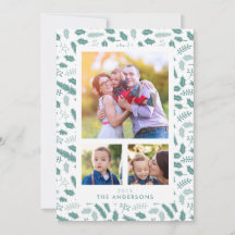 ベリメリーー3フォトクリスマスグリーンフラットカード