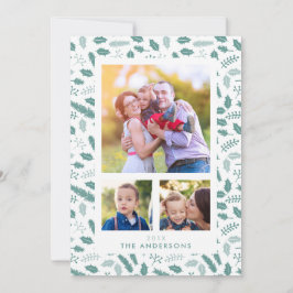 ベリメリーー3フォトクリスマスグリーンフラットカード シーズンカード