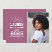 ベリモダンーピンク写真卒業パーティー 招待状 (正面/裏面)