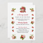 ベリモダンー甘い赤ちゃんシャワーイチゴ 招待状 (正面/裏面)