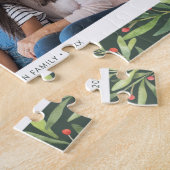 ベリモダンー緑緑のクリスマスファミリー写真 ジグソーパズル (側面)