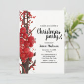 ベリモダンー、赤、クリスマスパーティの招待状 招待状 (スタンド正面)