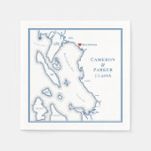 ベリンガムワシントンマップエレガントウェディング スタンダードカクテルナプキン (正面)