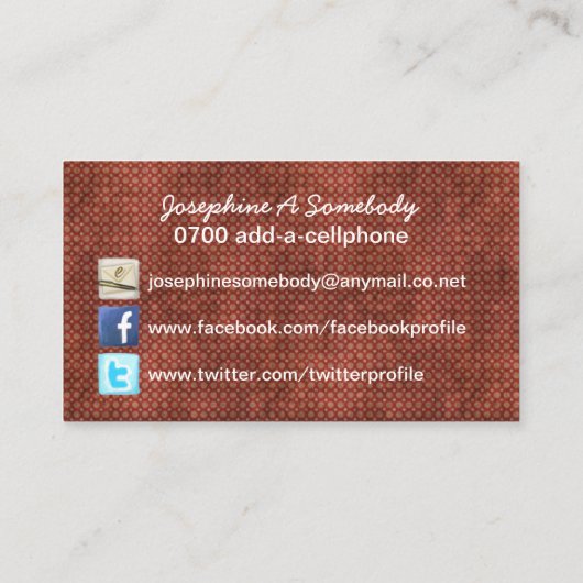 ベリンダのミツバチの巣のレトロのシックな社会的なプロフィールカード 名刺 (裏面)