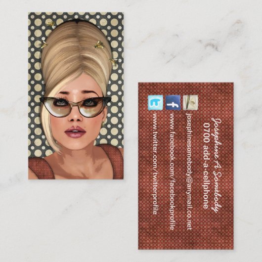 ベリンダのミツバチの巣のレトロのシックな社会的なプロフィールカード 名刺 (正面/裏面)