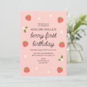 ベリーちゃん1歳の誕生日　いちごのファーストバースデーパーティー 招待状 (スタンド正面)