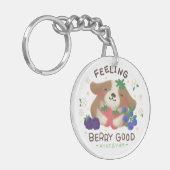 ベリーでハッピー: かわいい犬とベリー キーホルダー (正面左)