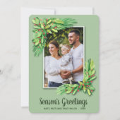 ベリーとグリーンのクリスマスフォト シーズンカード (正面)