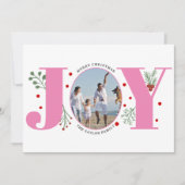 ベリーとピンクの喜びクリスマスフォト シーズンカード (正面)