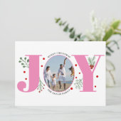 ベリーとピンクの喜びクリスマスフォト シーズンカード (スタンド正面)