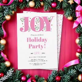 ベリーとピンクの喜びクリスマスフォト 招待状