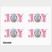 ベリーとピンクの喜びクリスマスフォト 長方形シール (シート)