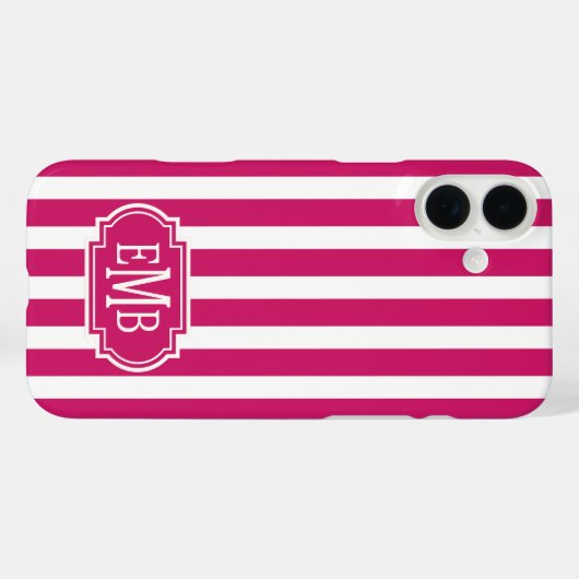 ベリーとホワイトのモノグラムストライプス Case-Mate iPhoneケース (裏面 (横))
