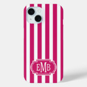 ベリーとホワイトのモノグラム ストライプ Case-Mate iPhoneケース (裏面)