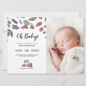 ベリーとモルモットのカスタムのフォトベビーシャワー 招待状 (正面)