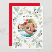 ベリーとユーカリのクリスマスフォト シーズンカード (正面/裏面)