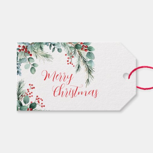 ベリーとユーカリのクリスマス ギフトタグ (正面(横))