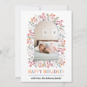 ベリーとリーフのアーチカラフルクリスマスフォト シーズンカード (正面)