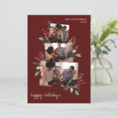 ベリーと緑とブルゴーニュのフォトコラージュ シーズンカード (スタンド正面)