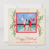 ベリーと緑のクリスマスフォト シーズンカード (正面)