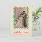 ベリーと緑のクリスマスフォト シーズンカード (スタンド正面)