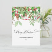 ベリーと緑のクリスマスホリデーカード 招待状 (スタンド正面)