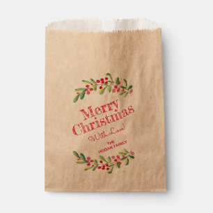 ベリーと緑のクリスマスホリデー フェイバーバッグ