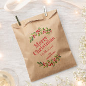 ベリーと緑のクリスマスホリデー フェイバーバッグ (クリップ留めされた状態)