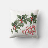 ベリーと緑の枝とメリークリスマス クッション (裏面)