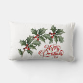 ベリーと緑の枝とメリークリスマス ランバークッション (裏面)