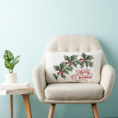ベリーと緑の枝とメリークリスマス ランバークッション (椅子)