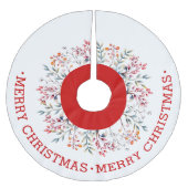 ベリーと葉の赤いクリスマスの休日 ブラッシュドポリエステルツリースカート (正面)