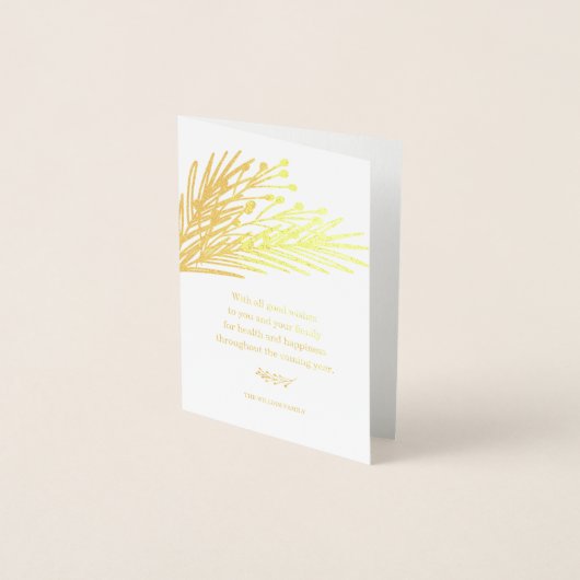 ベリーと葉グリーティングカード 箔カード (正面)