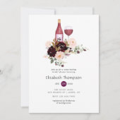 ベリーと赤面フローラワインテイスティングブライダルシャワー 招待状 (正面)