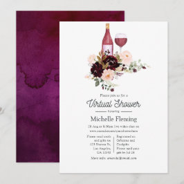 ベリーと赤面ワインをテーマにしたバーチャルブライダルシャワー 招待状