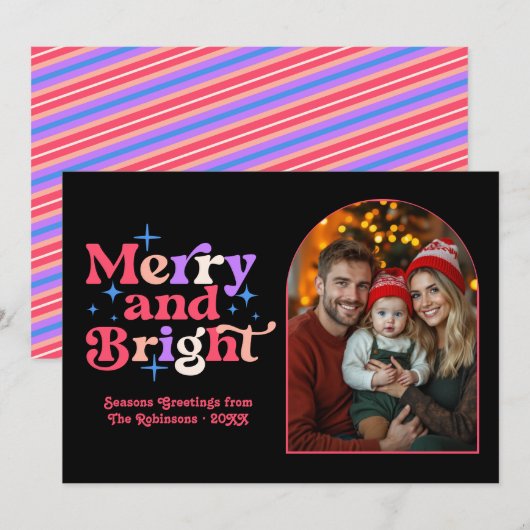 ベリーのシャーベット モダン レトロ クリスマス 家族写真 (正面/裏面)