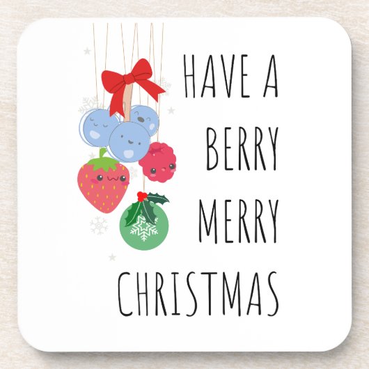 ベリーのメリークリスマスを過ごす – かわいい果実 コースター (正面)