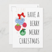 ベリーのメリークリスマスを過ごす – かわいい果実 シーズンポストカード (正面/裏面)