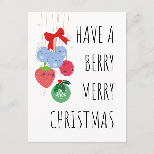 ベリーのメリークリスマスを過ごす – かわいい果実 シーズンポストカード (正面)