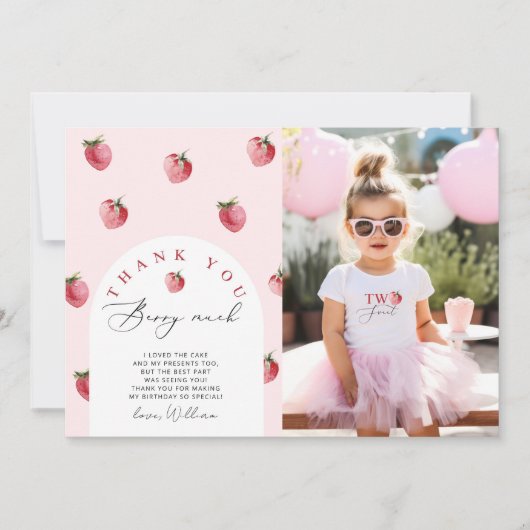 ベリーの多くのイチゴの誕生日の写真 招待状 (正面)