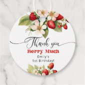 ベリーの多くのイチゴ誕生日ありがとう フェイバータグ (正面)