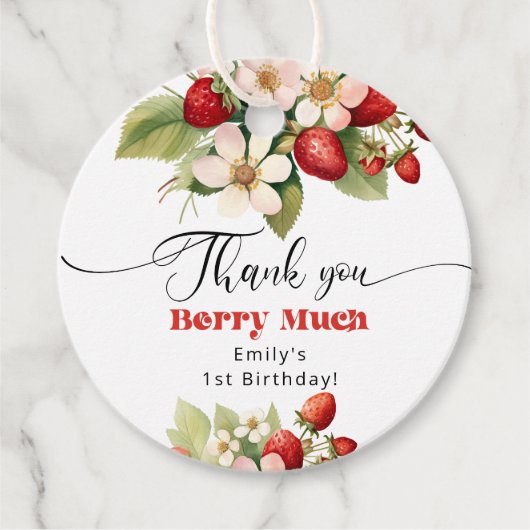 ベリーの多くのイチゴ誕生日ありがとう フェイバータグ (正面)