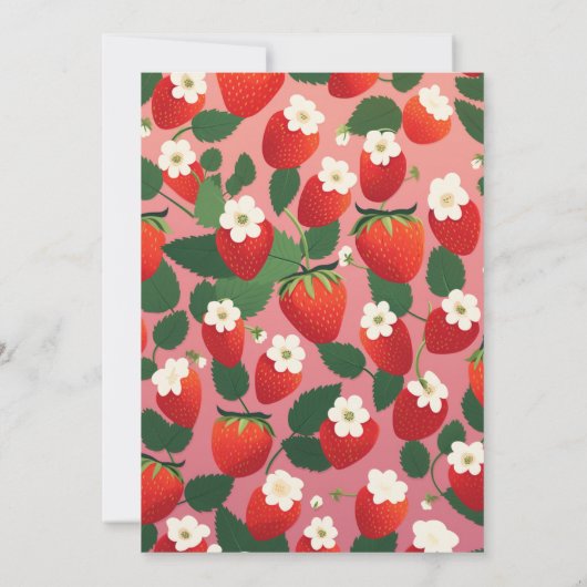 ベリーの最初のかわいいイチゴの最初の誕生日 招待状 (裏面)