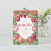 ベリーの最初のイチゴのフィールドフレーム1st誕生日 招待状 (スタンド正面)