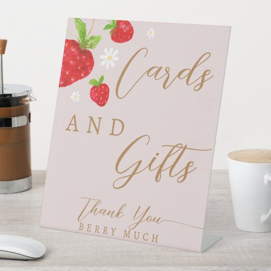 ベリーの最初のイチゴの誕生日カードギフトサイン 台座サイン (インサイチュ)