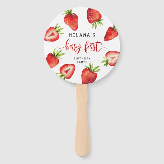 ベリーの最初のイチゴの誕生日パーティーの写真 ハンドファン (正面)
