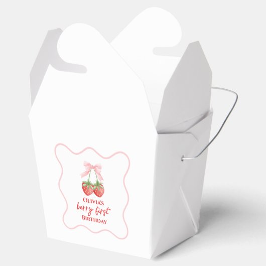 ベリーの最初のイチゴの誕生日ピンクボウ フェイバーボックス (オープン)