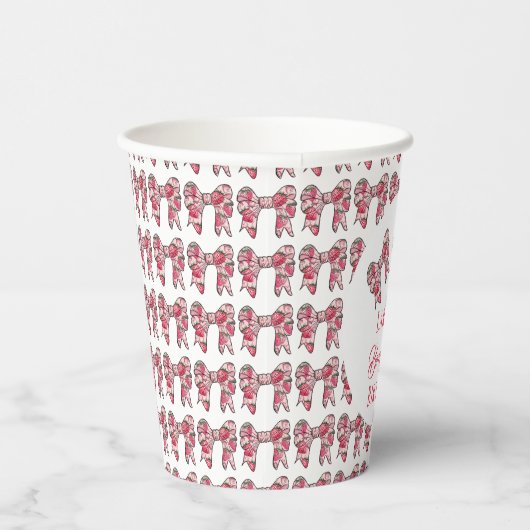 ベリーの最初のイチゴの誕生日ピンクボウ 紙コップ (右)