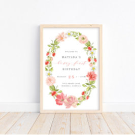 ベリーの最初のイチゴの誕生日 |ようこそ ポスター