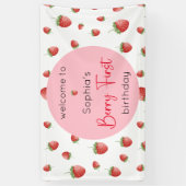 ベリーの最初のイチゴの誕生日 横断幕 (縦)